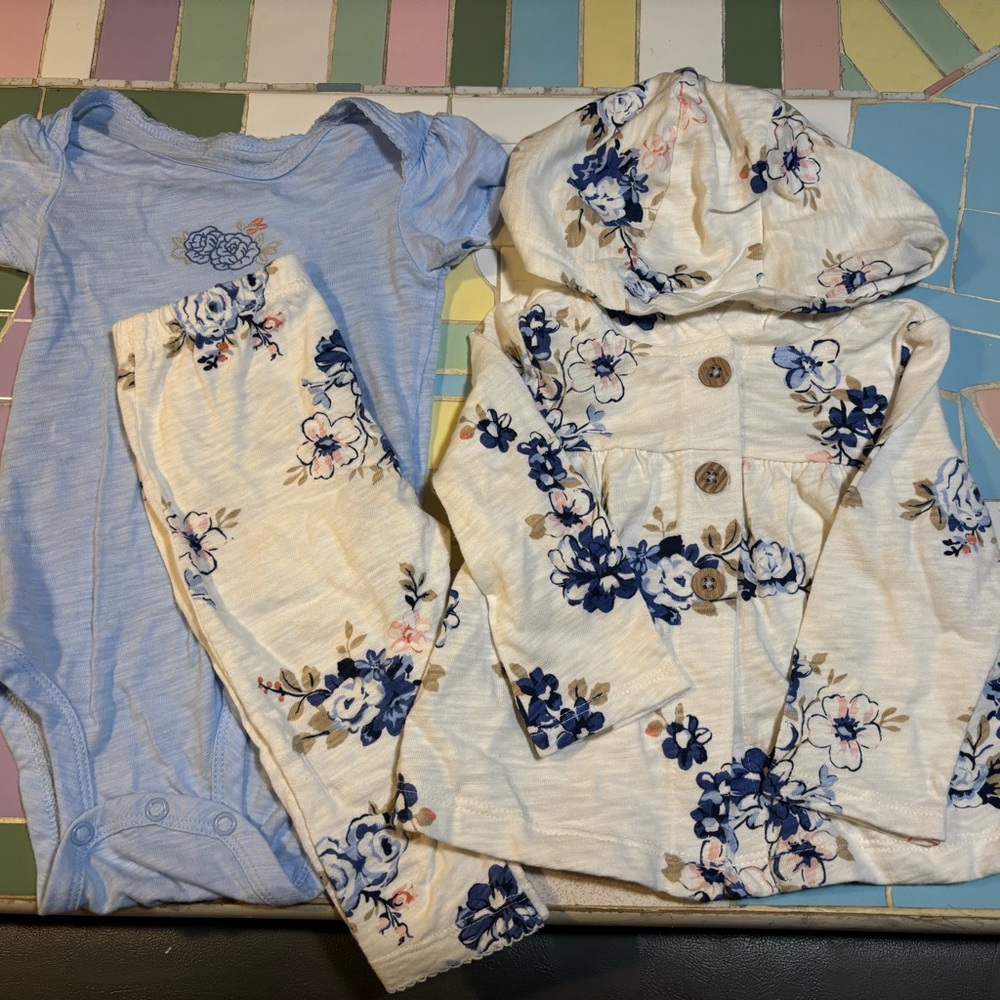 Twin set of Floral Baby Outfit